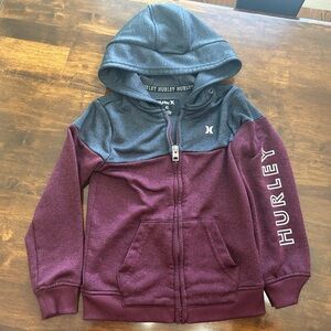 Hurley 4T Two-Tone Kids Hoodie - Gray and Maroon